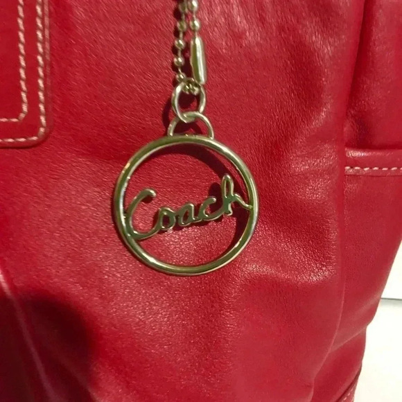 Coach red leather tote handbag - Picture 7 of 8